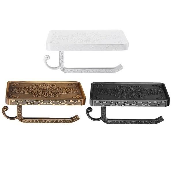 Fashion Wall Mounted Toilet Paper Holder Vintage Zinc Alloy Tissue Box Roll Paper Holders Stand Mobile Phone Shelf Home Decor