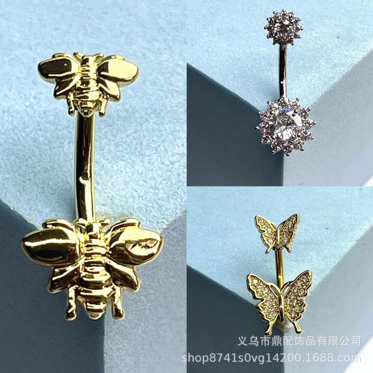 

Кольцо для пирсинга пупка из нержавеющей стали с дизайном перекрещенного стержня Bee Steel Color