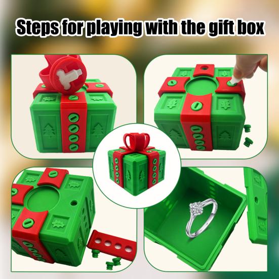 Annoying Gift Box with Screws 3D Printed Puzzle Present Box Prank Screw Challenge Case Home Office Decoration Ornament Christmas Gag Gift