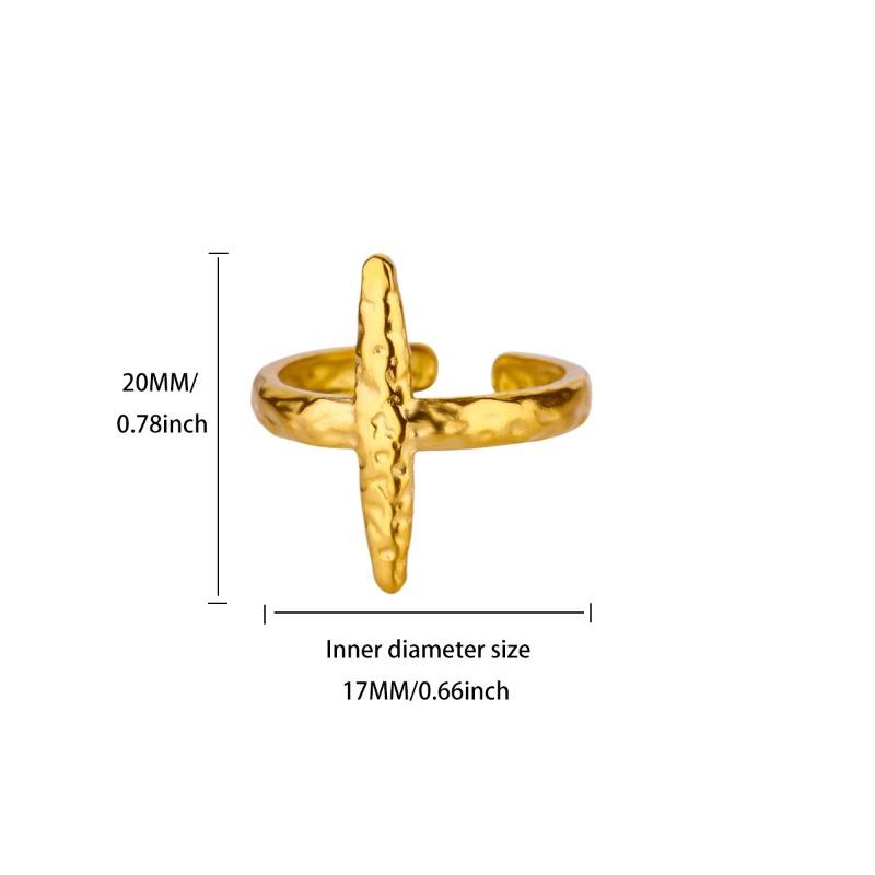 K gold-plated stainless steel ring women's personality simple niche leaf ring trendy jewelry