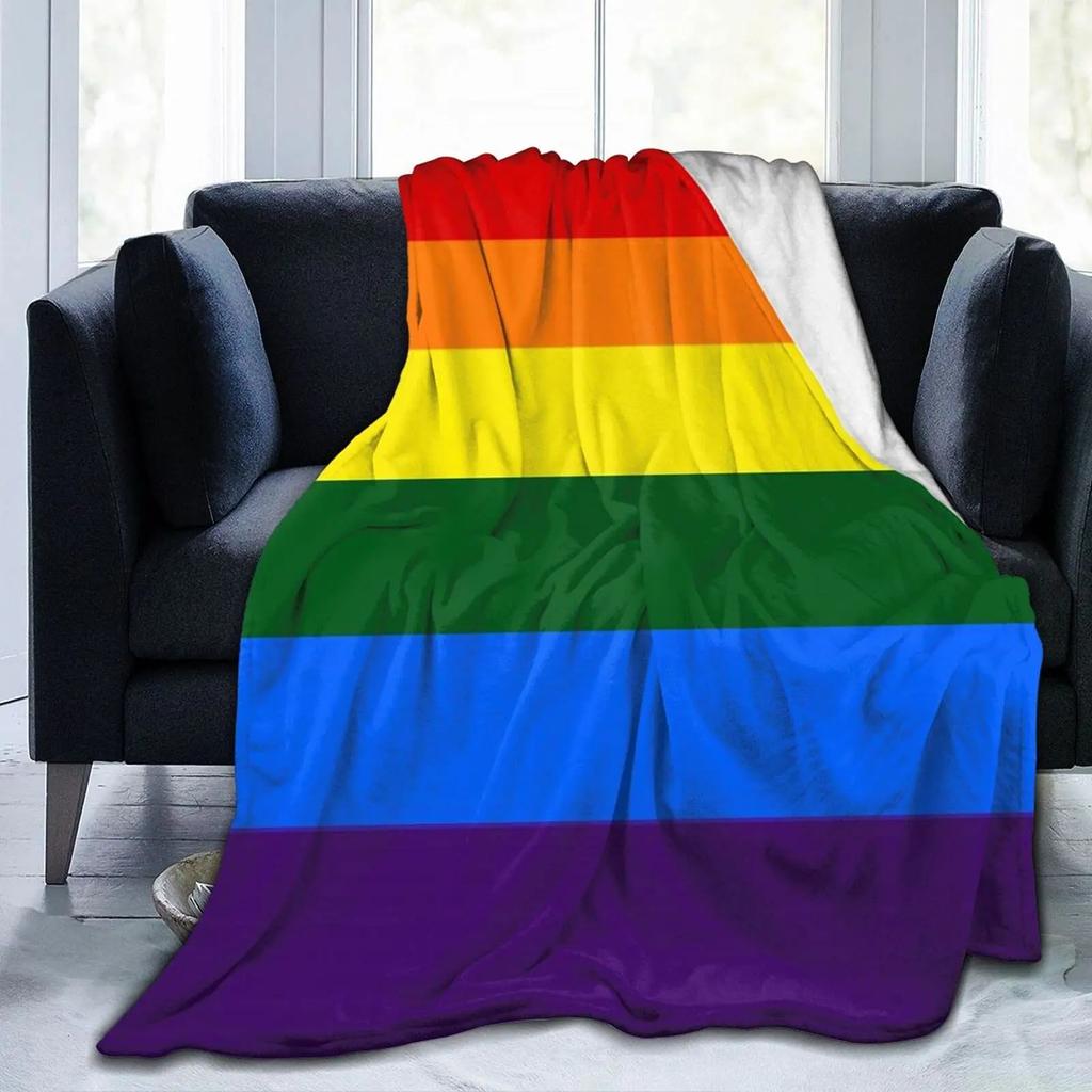 Kuscheldecken LGBT Gay Pride Lesbisch Regenbogen Flanelldecke für Couch Sofa Decken Große Bettwäsche Geschenke für Weihnachten Neujahr
