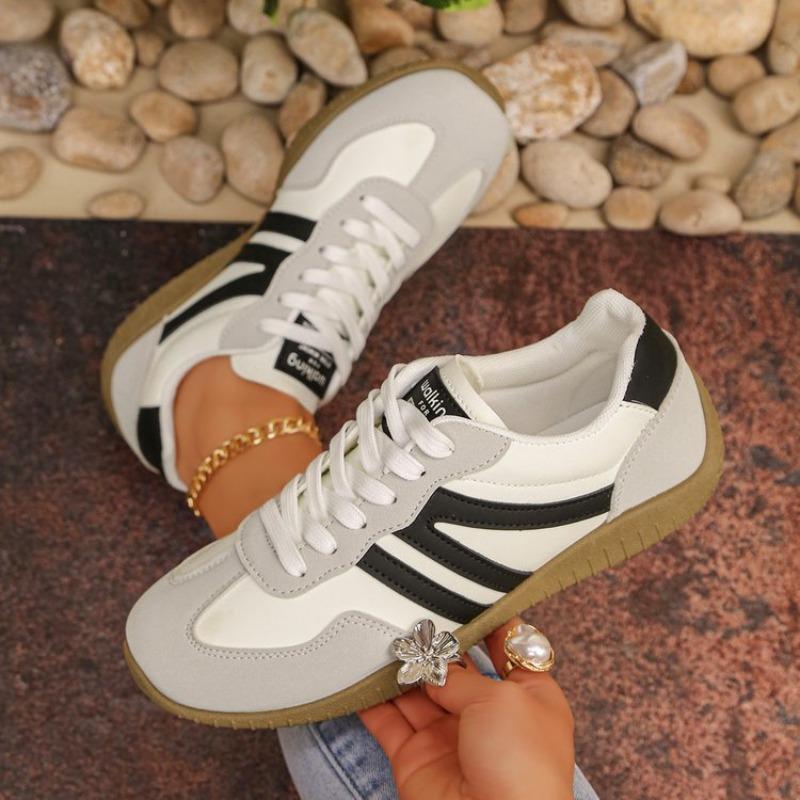 Women's Lace‑Up Trainer Shoes, New Summer Retro Color‑Blocked Flat Shoes, Casual Fashion Sneakers