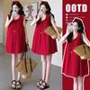 2026 Summer Sleeveless Maternity Doll Dress - Age-Reducing, Hollow Out, Loose Fit, Sweet Belly Covering Vest Design