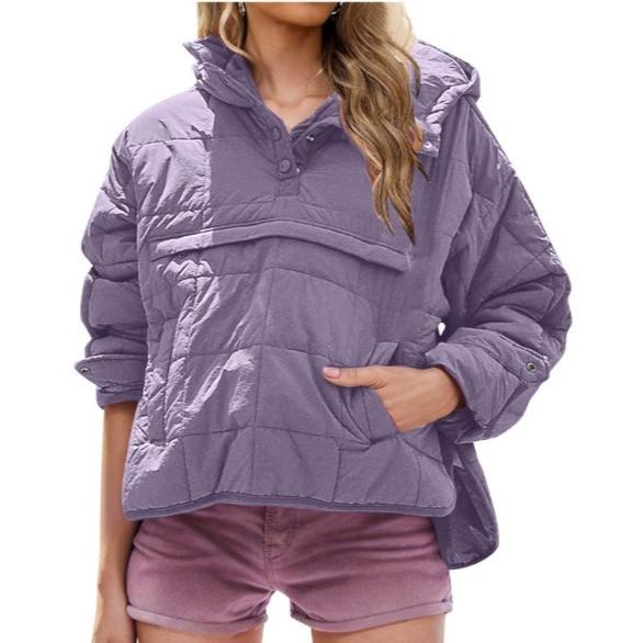 

Квіткові куртки для жінок Легка куртка з довгим рукавом на ґудзиках Тепле зимове пальто Верхній одяг з кишенями 5XL світло-фіолетового кольору