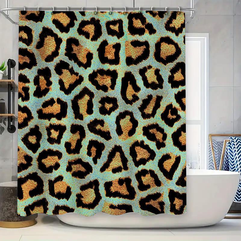 

Wild Animal Print Shower Curtain Blue Leopard Design For Bathroom Decor Waterproof Fabric Size: 72X84 Inches W60H190(CM)-1 Pcs