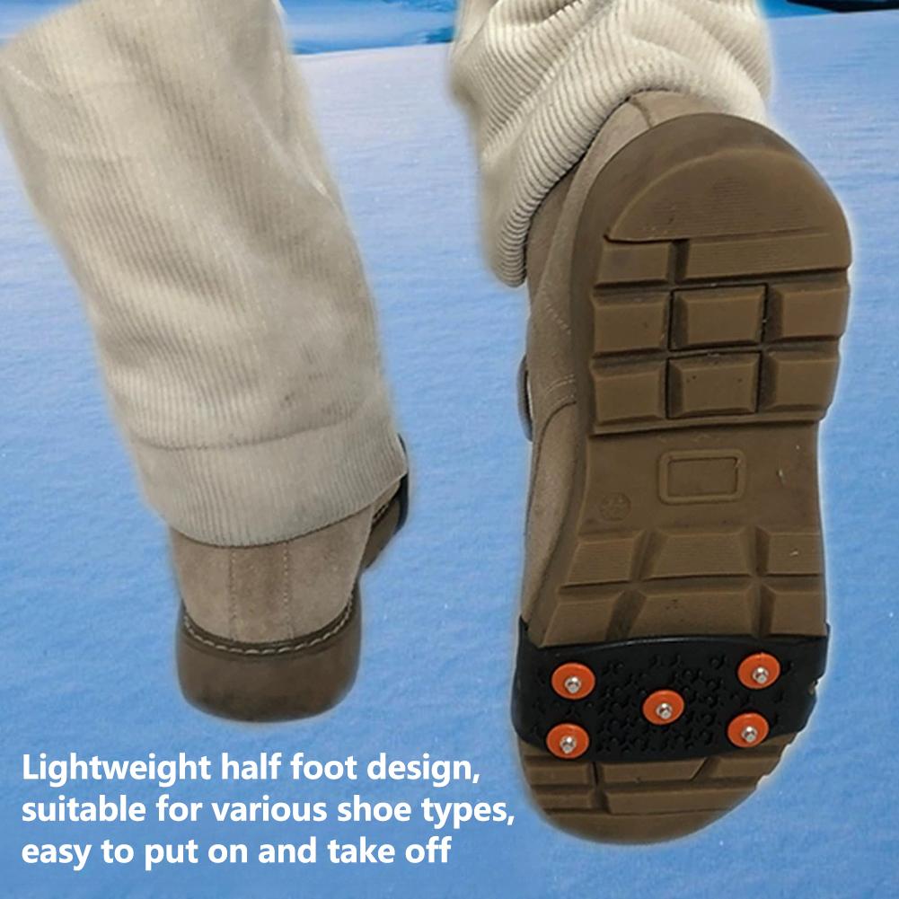 1Pairs 5-Stud Climbing Crampons Durable Anti Slip Mountaineering Cleats Unisex Snow Claw Shoe Covers Outdoor Chain Shoe Spikes