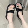 Casual, fashionable and comfortable one-word drag women's 2025 summer new thick-soled heightening toe slippers women wear sandals tide