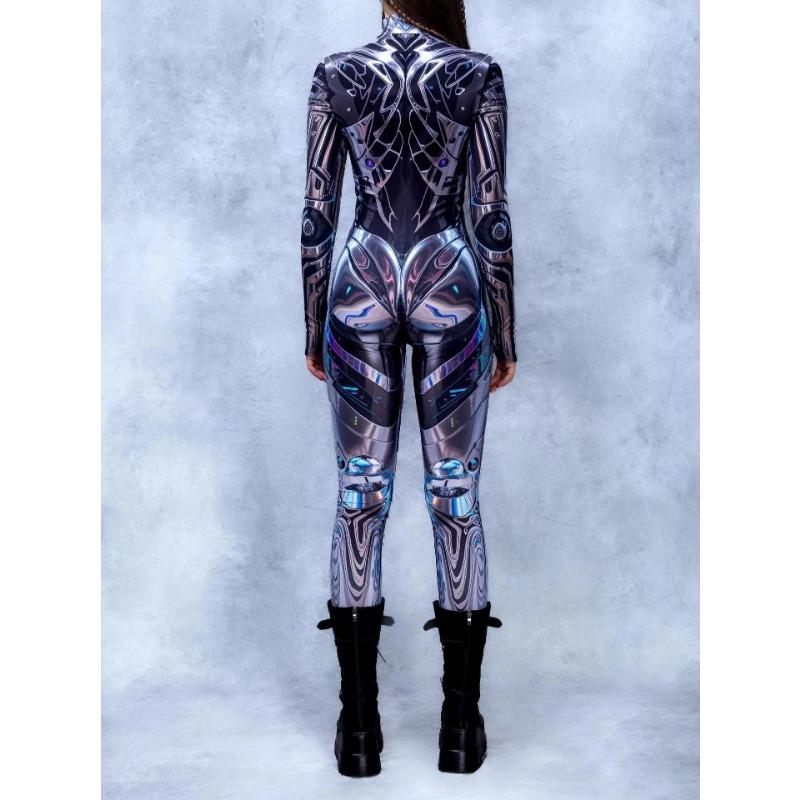 Women 3D Digital Printing Halloween Cosplay Tights Jumpsuit Adult One-piece Carnival Party Stage Show Dance Costume Outfit
