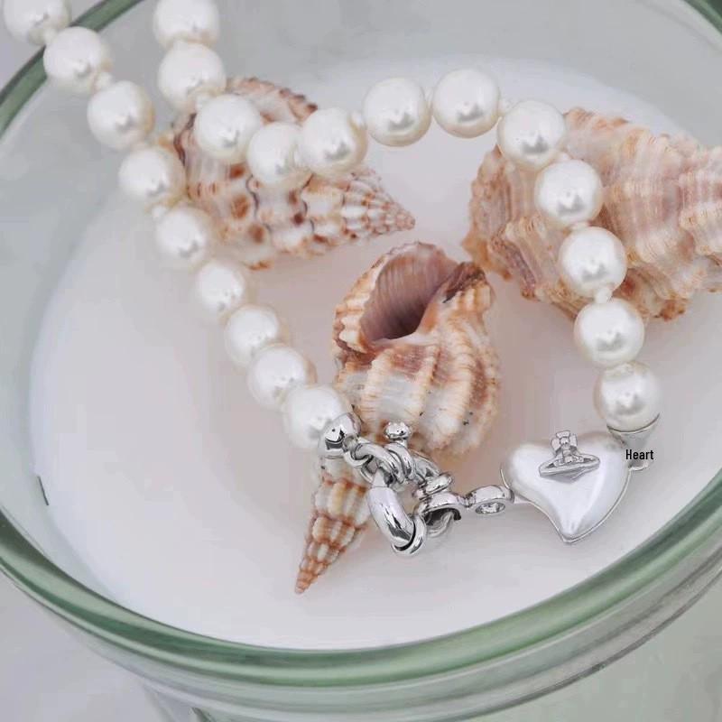 Empress Dowager's Pearl Saturn Necklace & Luxe Stud Earrings Set