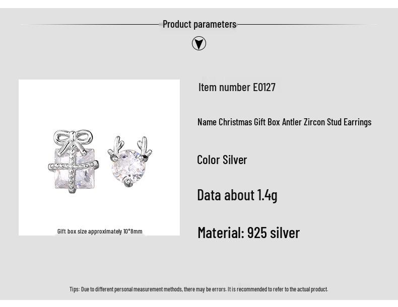 925 Sterlingsilber Asymmetrische Schleife & Rentier Weihnachtsstecker für Damen - Winterkollektion 2023