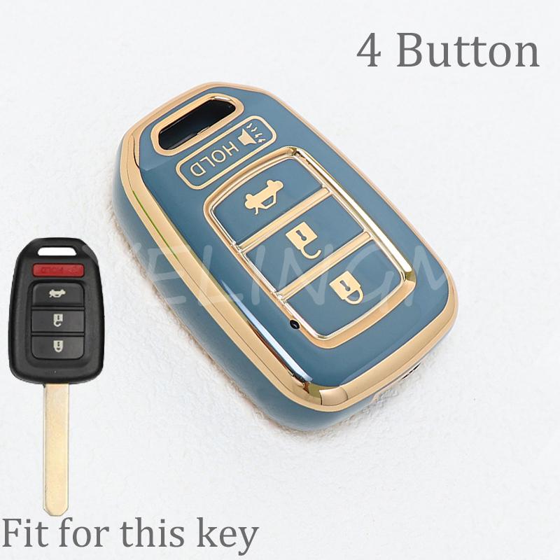 4 Button Shell Fob For Honda Accord Civic Crv Jazz Hr-V Hrv 2013 2014 Car Remote Key Cover Case Keychain Accessories