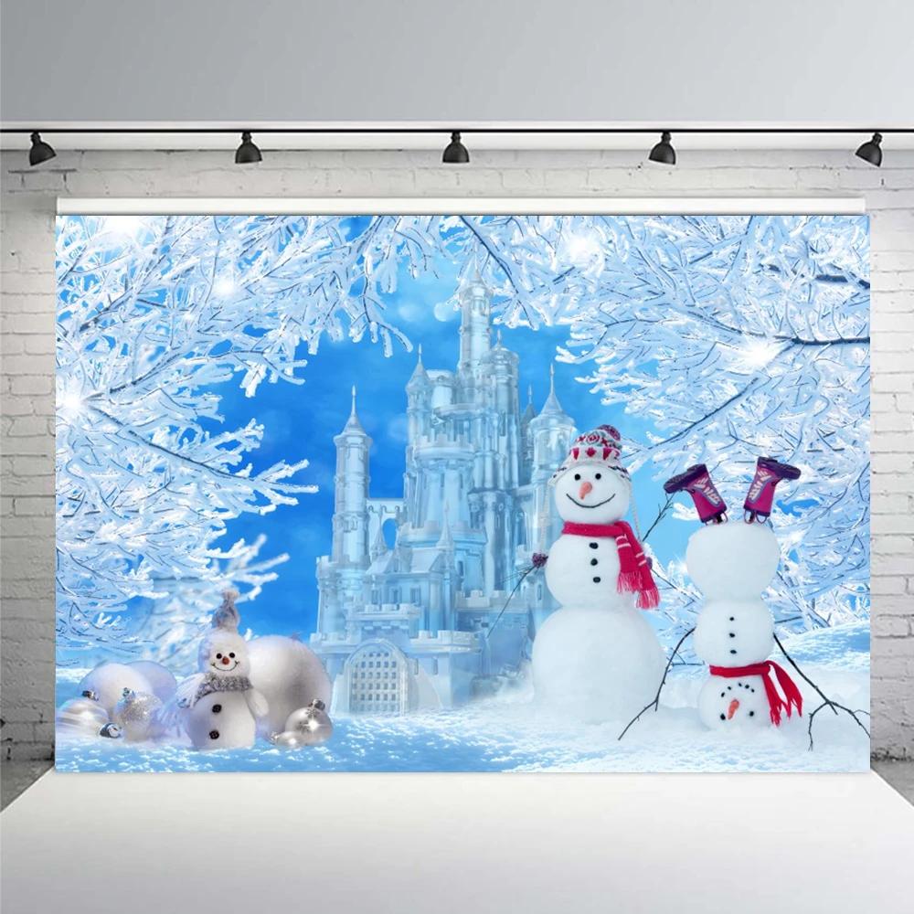 Frozen World Wonderland Birthday Party Winter Castle Forest Christmas Children's Photo Background Studio Photography Background