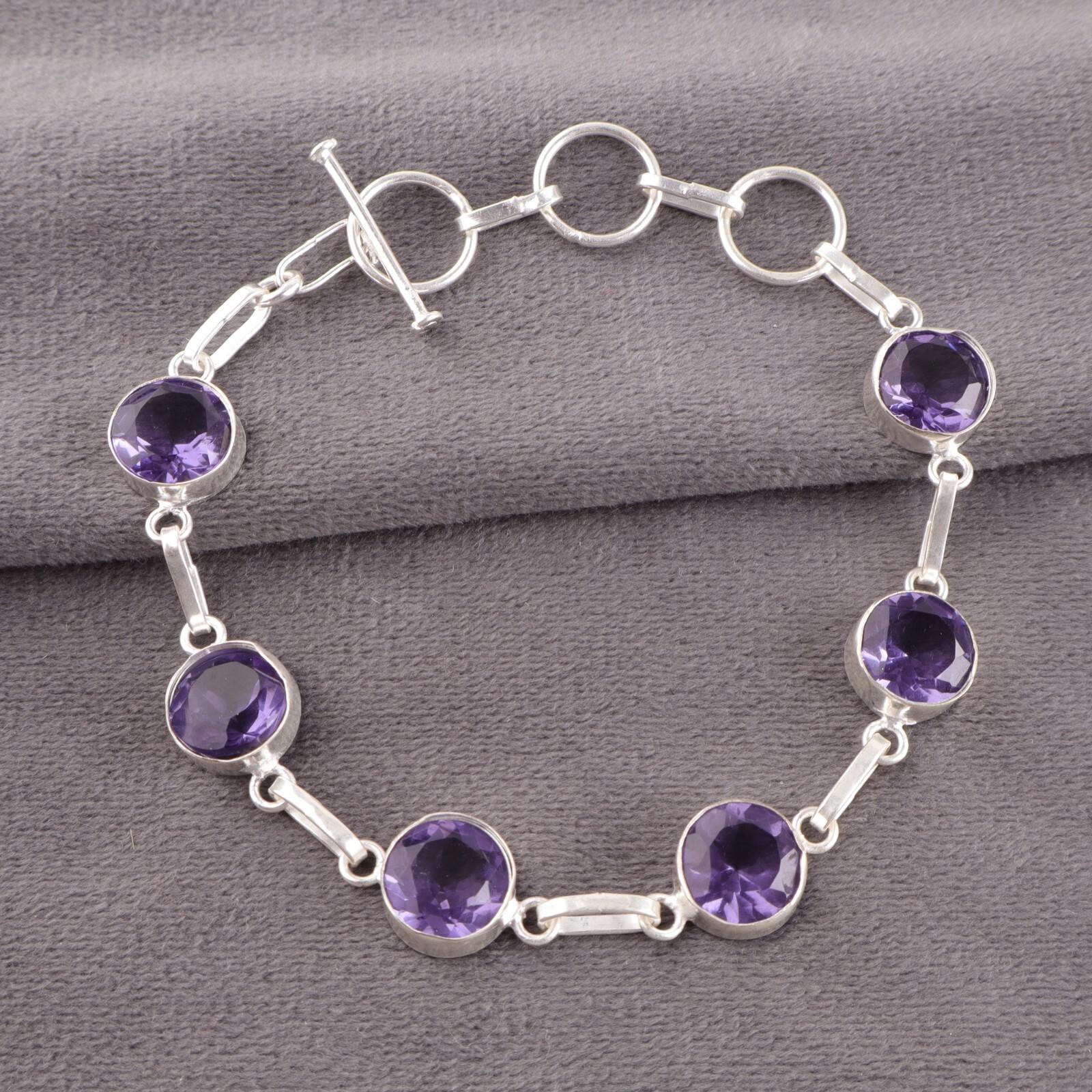 

Фиолетовый ИОЛИТ Драгоценный камень 925 Стерлинговое серебро Ювелирные изделия Драгоценный камень Ручной работы Браслет RB-14-2