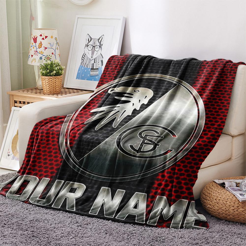 1PC Custom Name SC Freiburg Patterned Flannel Blanket Suitable For All Seasons for Home Decor Warmth and Comfort Gifts Holiday Present