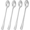 4Pcs Teaspoons, Stainless Steel Iced Tea Spoons, Long Spoons For Stirring, Stainless Steel Large Tablespoons, Metal Cutlery Spoon, Long Handle Iced