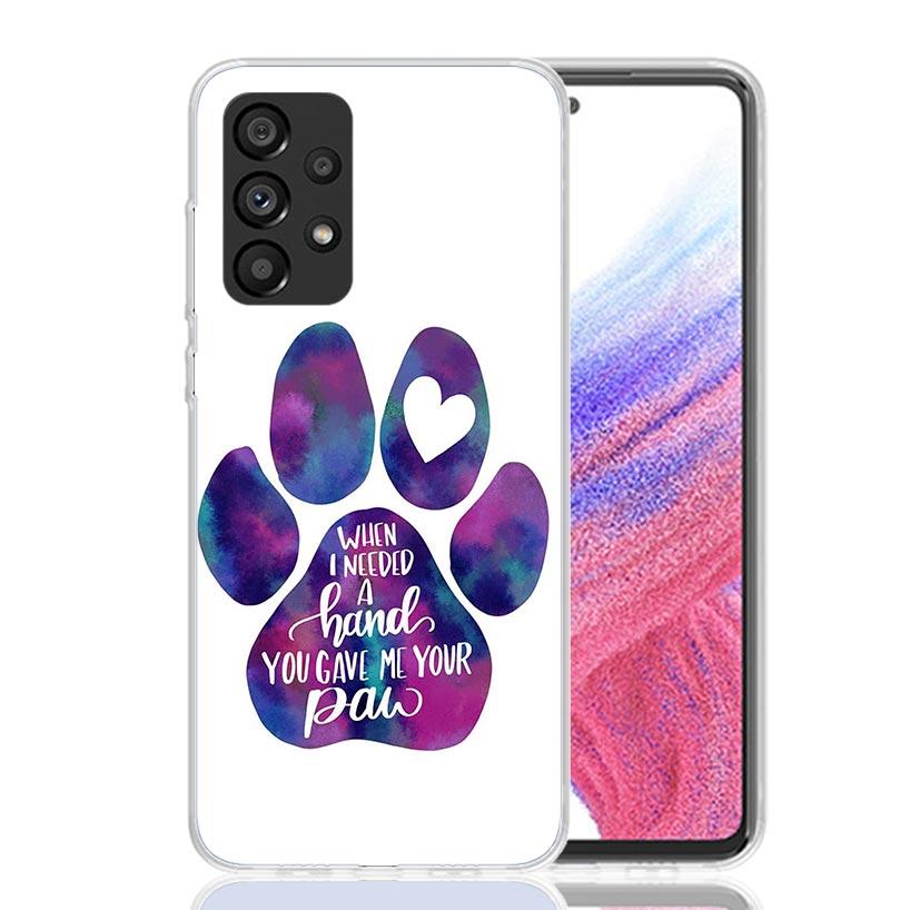 Dog Footprint Paw Cute Case Phone Cover for Samsung Galaxy A16 A15 A14 A13 A56 A55 A54 A53 A36 A35 A34 A33 A26 A25 A24 A23 A05S