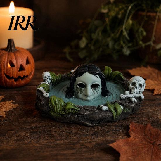 Durable Resin Ashtray Halloween Scary Ghost Ashtray, Spooky Water Skull Haunted House Decor Ash Tray for Living Room, Home Office Desk