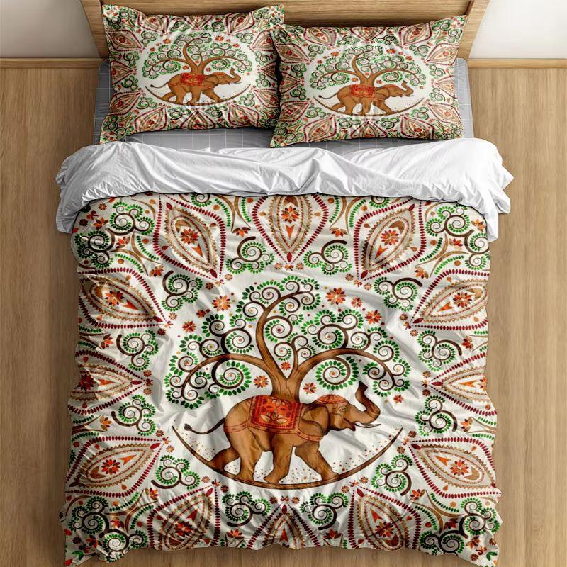 Indický kmenový slon Povlečení Set King Queen Double Twin Jednolůžko Sada ložního prádla