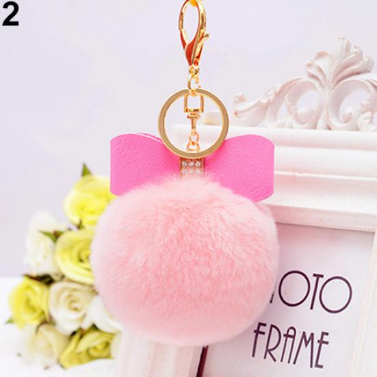 

Модный шар из искусственного кроличьего меха, шарм, сумка для телефона, автомобильный кулон, брелок для ключей розовый