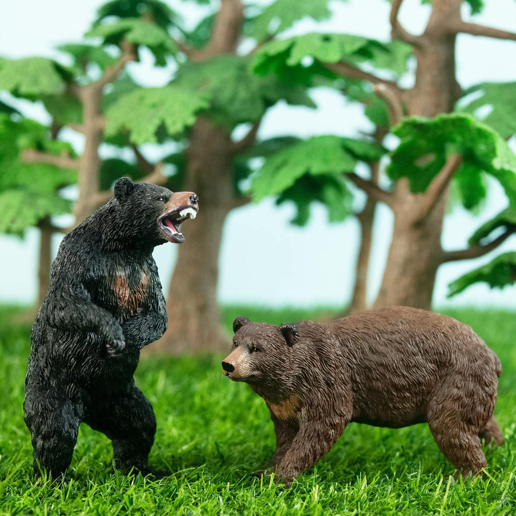 TOYMANY Animal Figurines - Bear Figurines (6-pack) - Bear Family - Forest Animal Set - Realistic Animal Models - Brown Bear, Black Bear - Popular Anim