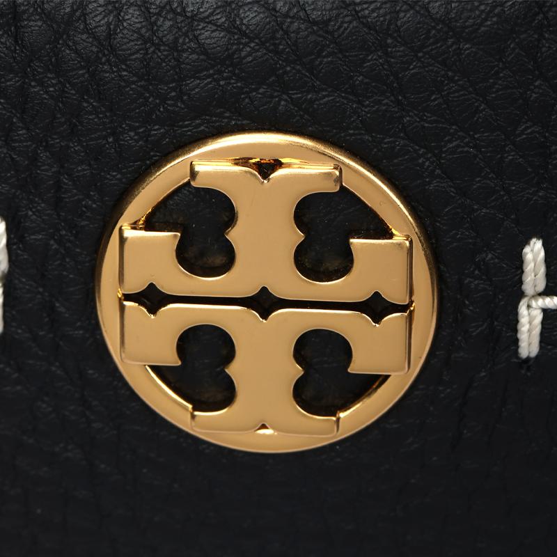 Tory Burch Felix Metal Logo Adjustable Shoulder Strap Leather Crossbody Bag Women Bags Black Brown 144028-001