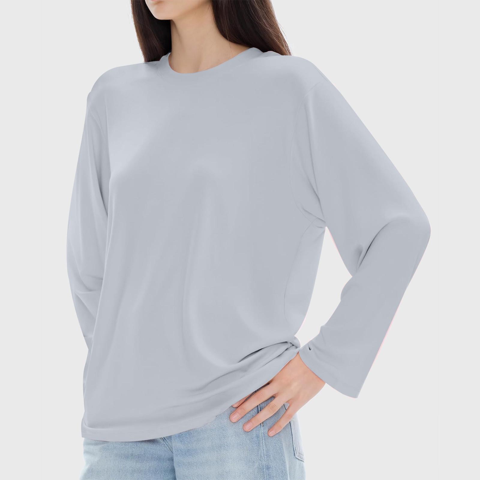 

Женская модная повседневная блузка с длинным рукавом и круглым вырезом, пуловер L циан