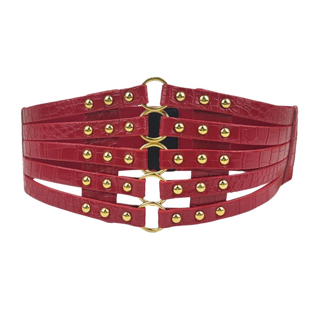 Rivet Decoration Wide Belts Hollow Out Design Corset Belt Fashion Decorative Belt Body Shaper
