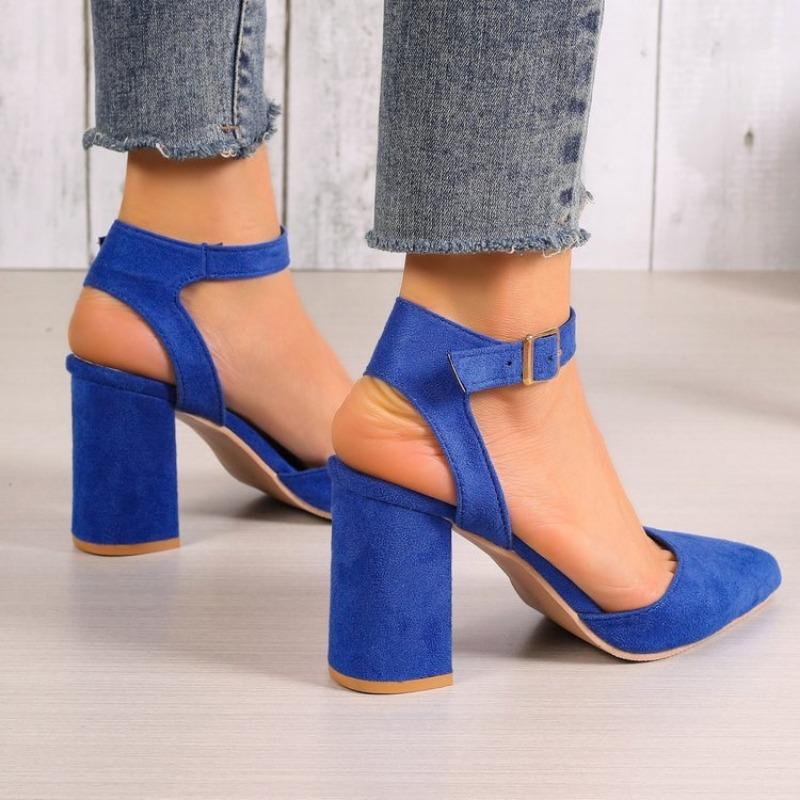 Thick-heeled High Heels and Pointed-toe Single Shoes
