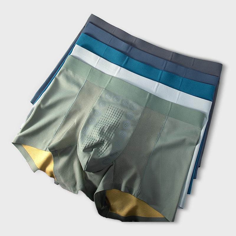 Plus-size Men's Spring and Summer Modal Mesh Breathable Seamless Flat Angle Underwear