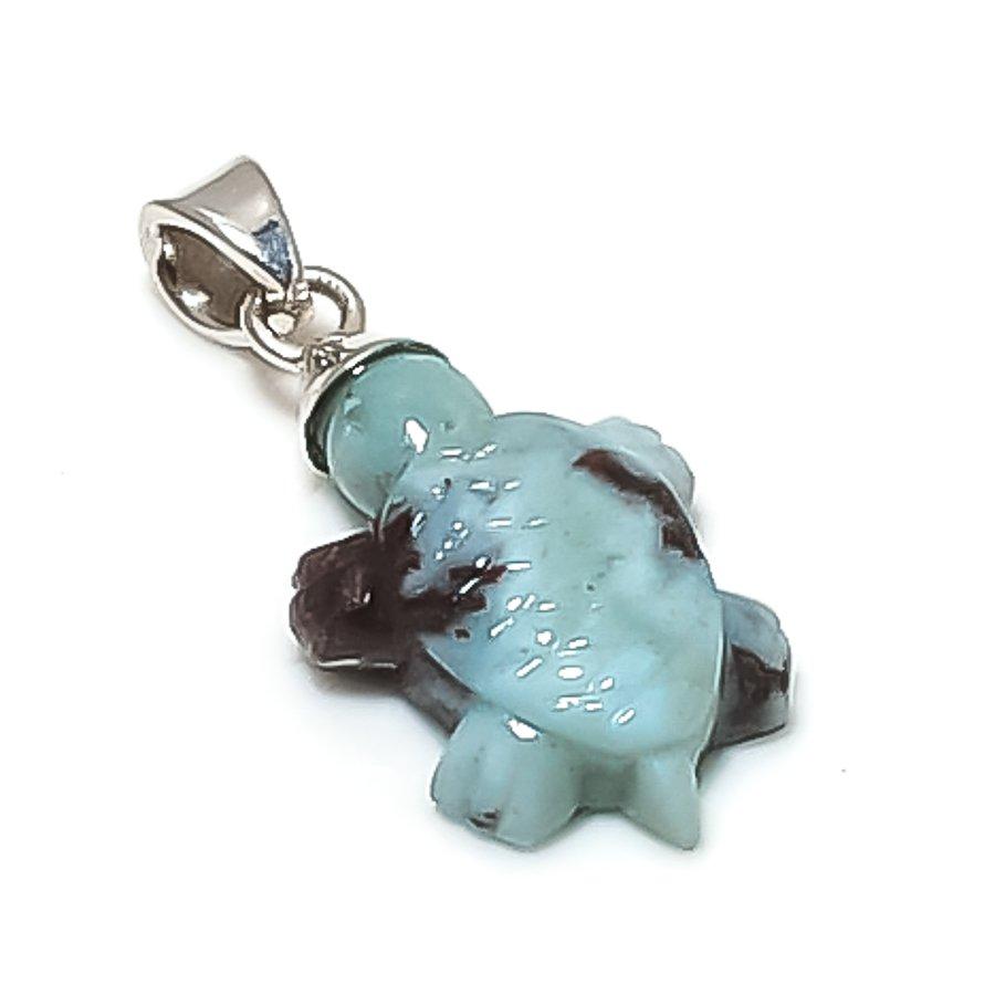 

Natural Larimar Gemstone Handmade 925 Sterling Silver Jewelry Pendant 1.18 n2e58