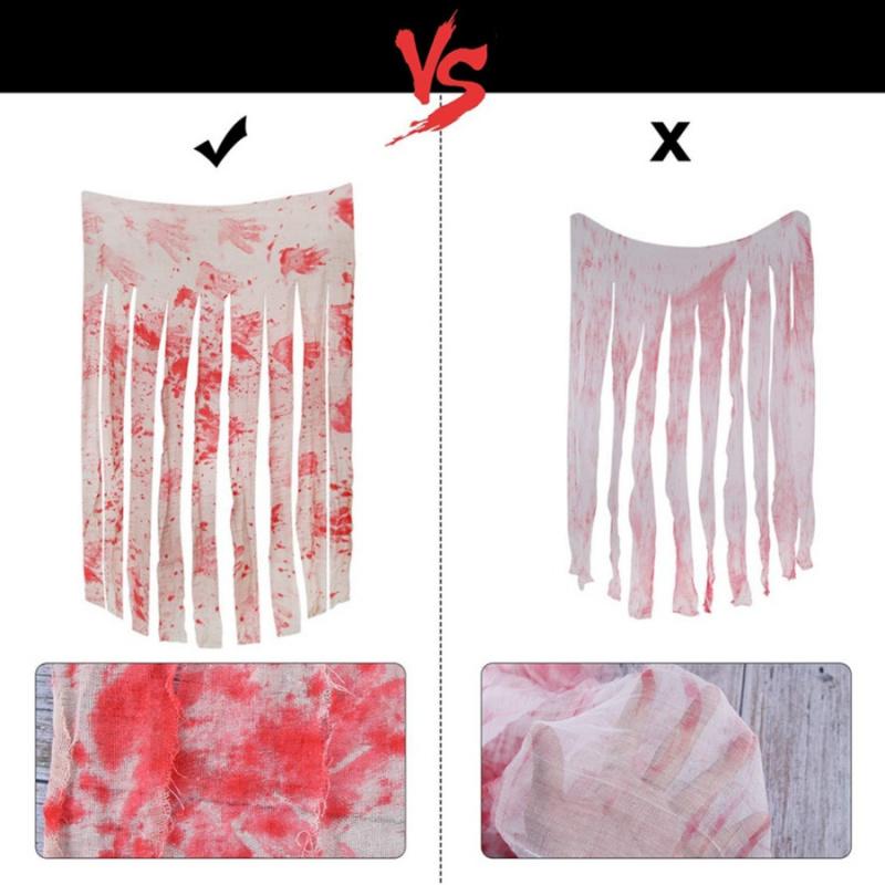 1pcHalloween Blood Handprint Door Curtain Haunted House Realistic Blood-stained Gauze Party Decoration Home Courtyard Door Curta