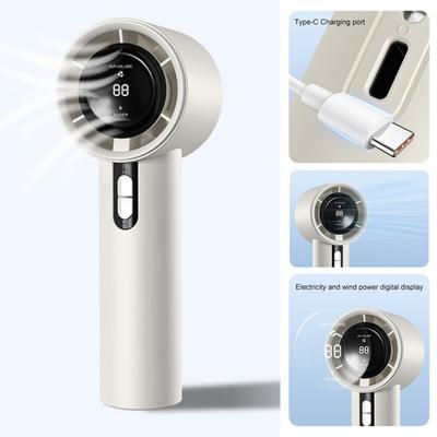 Mini Handheld Fan with Brushless Motor Digital Display 100 Speed Settings Strong Airflow Low Noise Rechargeable Cooling Turbo Fan