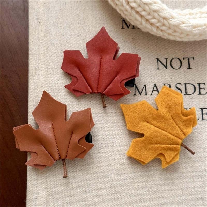 Sophisticated Maple Leaf Hair Clip Luxurious Leather Hairclip Antiskid Hairpin Natural Styles Hair Accessory
