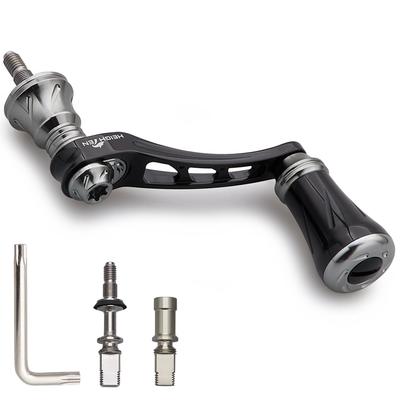 HEIGHTEN Manivela de Carretel Ajustável 45-50mm com Manopla de Alumínio de 19mm para Carretéis de Spinning Série Arch Shimano e Daiwa (Gunmetal e Preto) (880)
