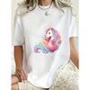 Oversized T Shirt Black Unicorn Rainbow Print For Casual Wear