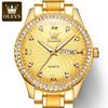 OLEVS Luxus Gold Diamantenbesetzte Wasserdichte Herrenuhr