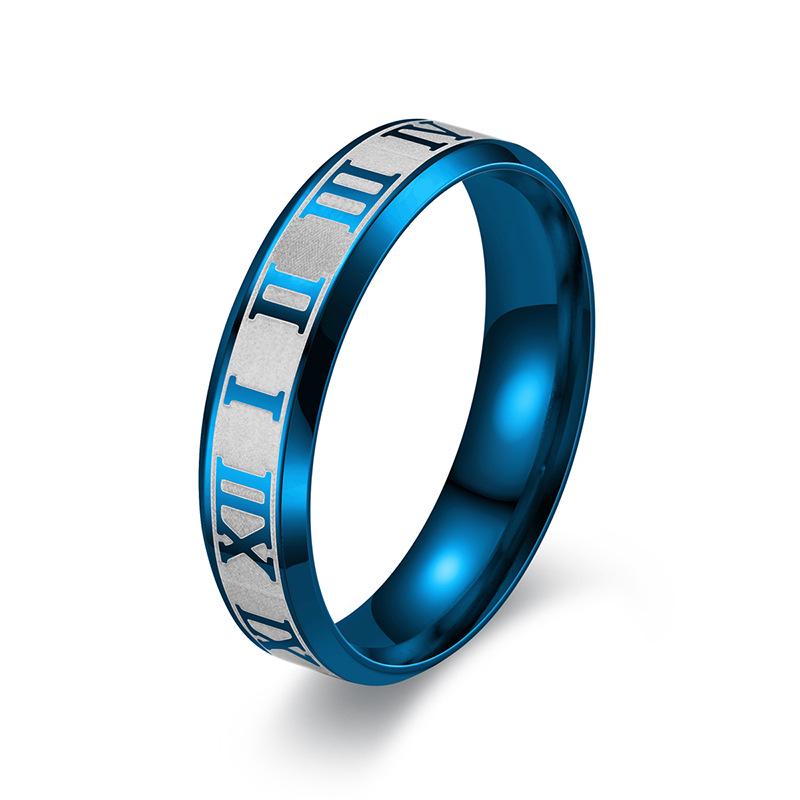 European & American Roman Numeral Titanium Steel Ring, 6MM Laser Engraved, Personalized Jewelry