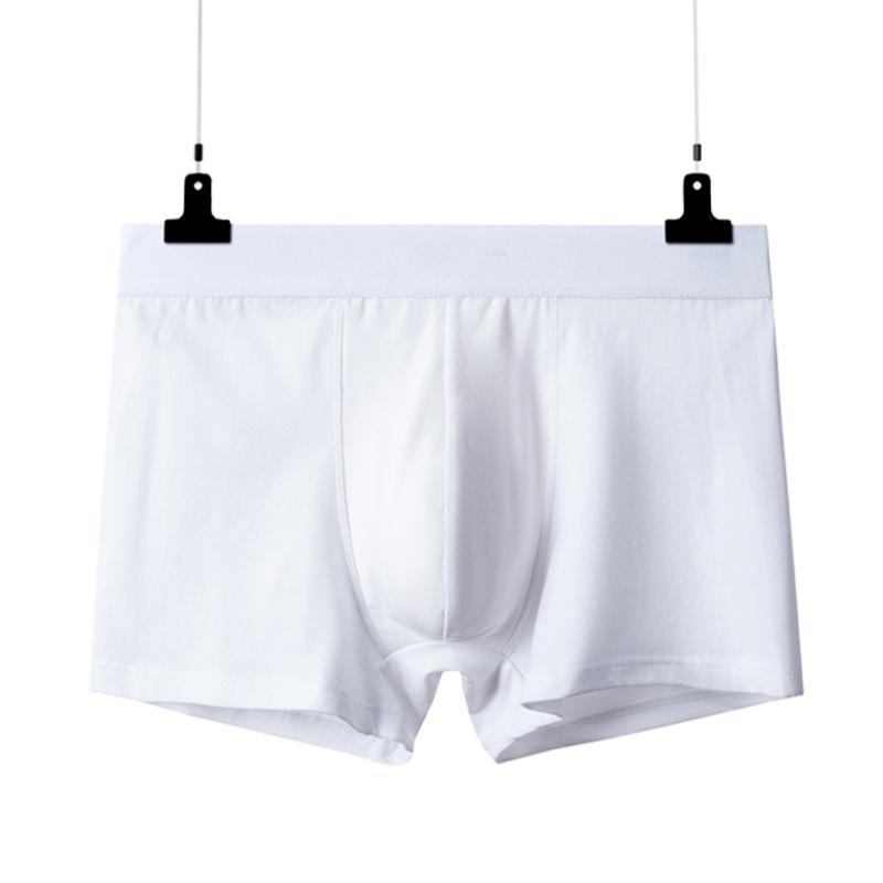 "Men’s Pure Cotton White Boxer Briefs - Antibacterial, Lightweight Youth Shorts for Autumn/Winter"