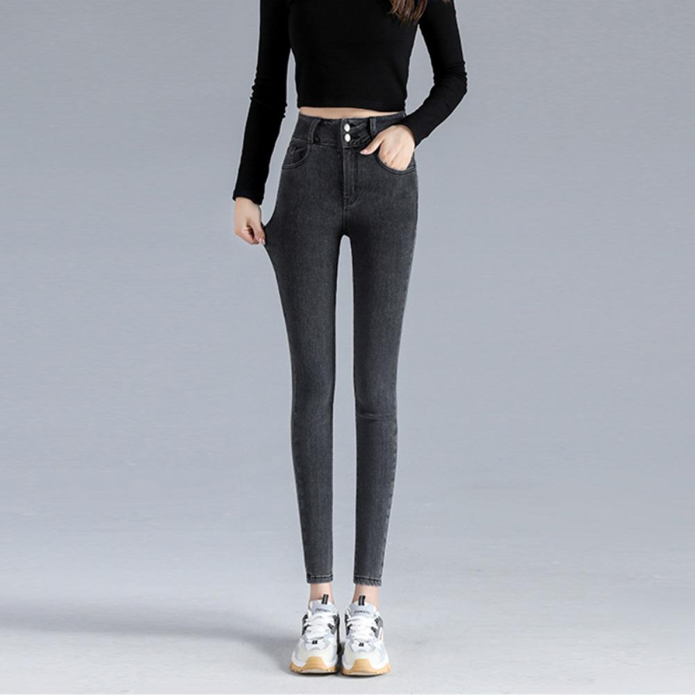 Small-footed Jeans Women's High-waisted 2025 New Autumn and Winter Clothing Elastic, Slim and Thin, Tight Pencil Pants