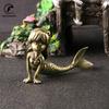 Retro Brass Beautiful Mermaid Princess Figurines Miniatures Desktop Ornament Home Decorations Crafts Accessories Children Gifts