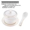 Bingyue 4.5-inch Ceramic Stew Cup Set with Gold Trim