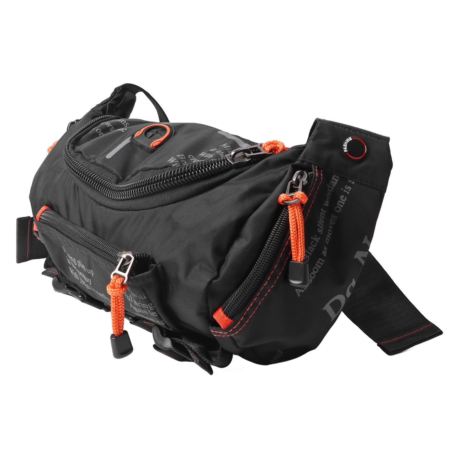 

Мужская большая поясная сумка кроссбоди с карманами на молнии, регулируемым ремнем, поясная сумка для улицы, путешествий, повседневная, черная