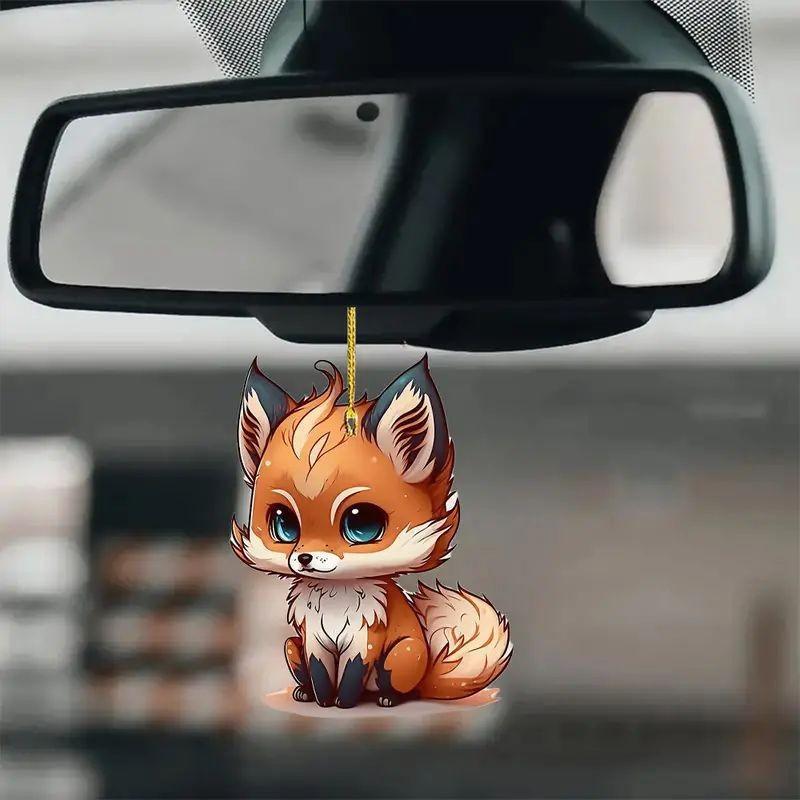 Cute Acrylic Fox Car Interior Decoration Hanging Pendant Charming Gift For Fox Lovers