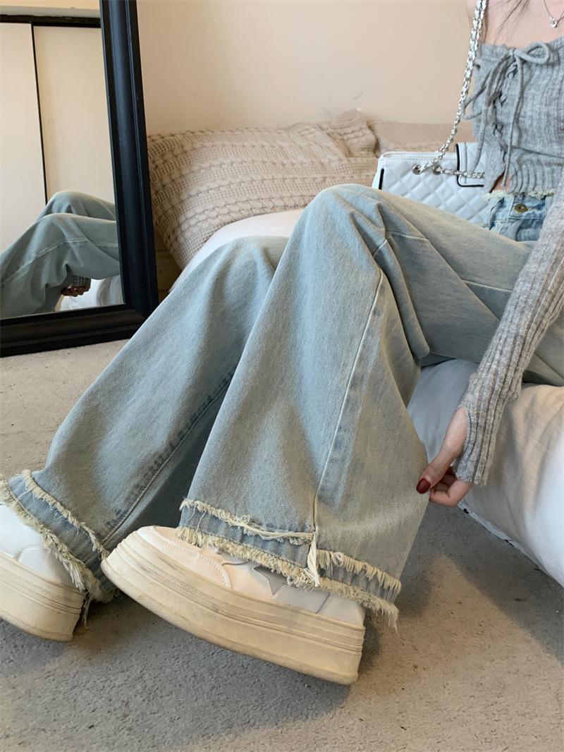 

Новые женские джинсы с высокой посадкой и широкими штанинами - Свободные, прямые, длинные брюки-швабры для весны и осени. 4XL