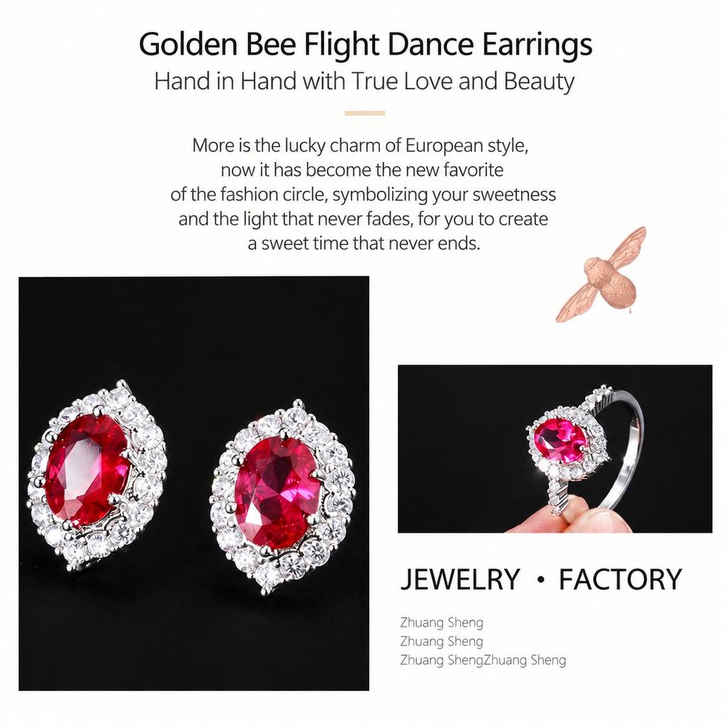 WNFU Women's Jewelry Set, Red Corundum, Copper