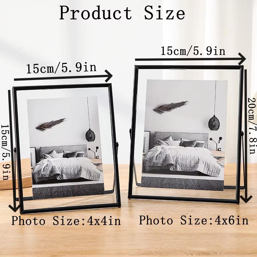 1pc 4/6inch Metal Photo Frame Gold Black Rectangle Acrylic Photo Simple Transparent for Christmas Gift Tabletop Decoration Photo