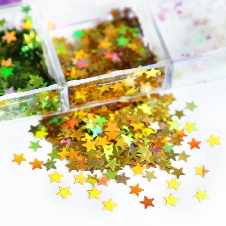 Nail Art Glitter Sequins 3D Holographic Metallic Pentagram Shaped Sequins