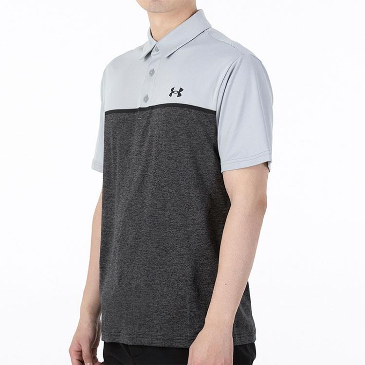 Under Armour Playoff Polo Shirts Men's Black Polo Collar Moderate Straight Fit Unisex 1362495-001