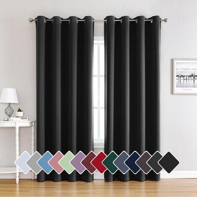 Solid Color Thermal Insulated & Noise Reducing High-Density Fabric Window Drapes Blackout Curtain Home Decor