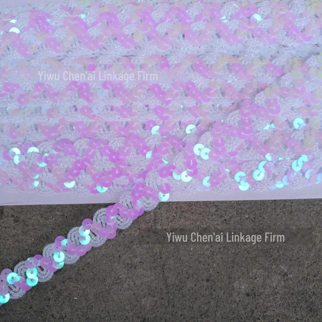 S-Shaped Sequin Lace Beads with 1.5CM Gold and Silver Ribbon for Clothing and Stage Accessories